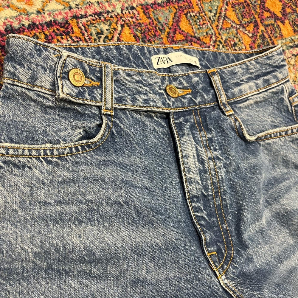 Zara high rise straight jeans